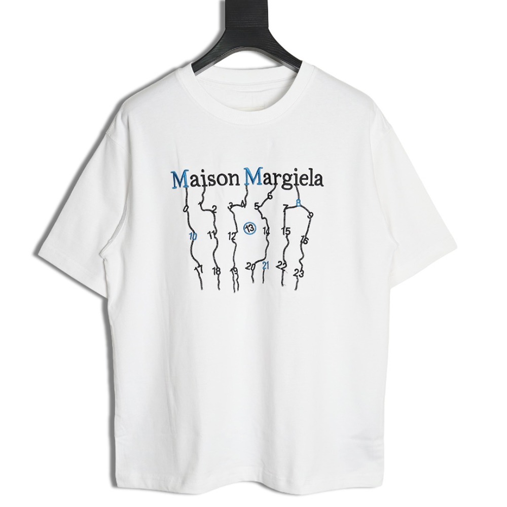 Maison Margiela geometric numbers embroidered short-sleeved T-shirt