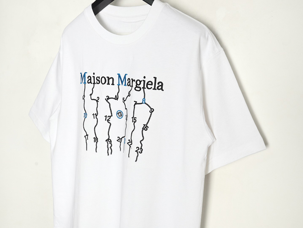 Maison Margiela geometric numbers embroidered short-sleeved T-shirt