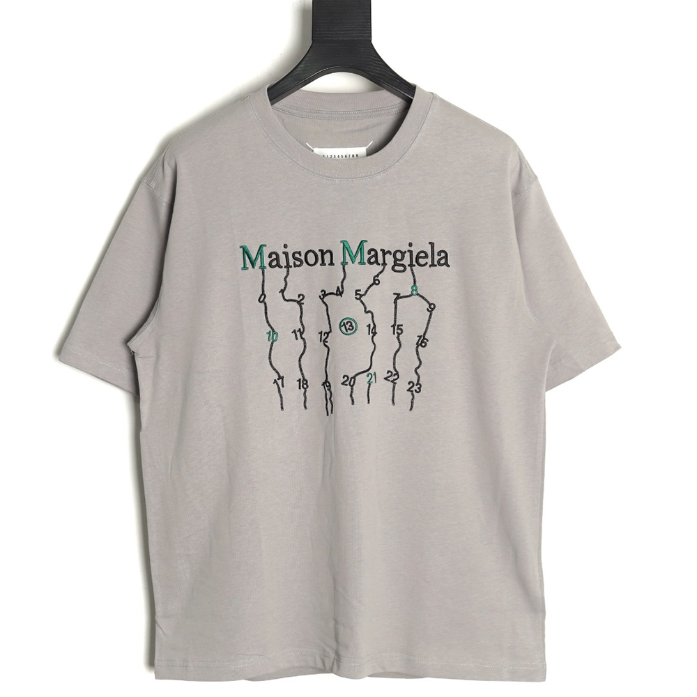 Maison Margiela geometric numbers embroidered short-sleeved T-shirt TSK1
