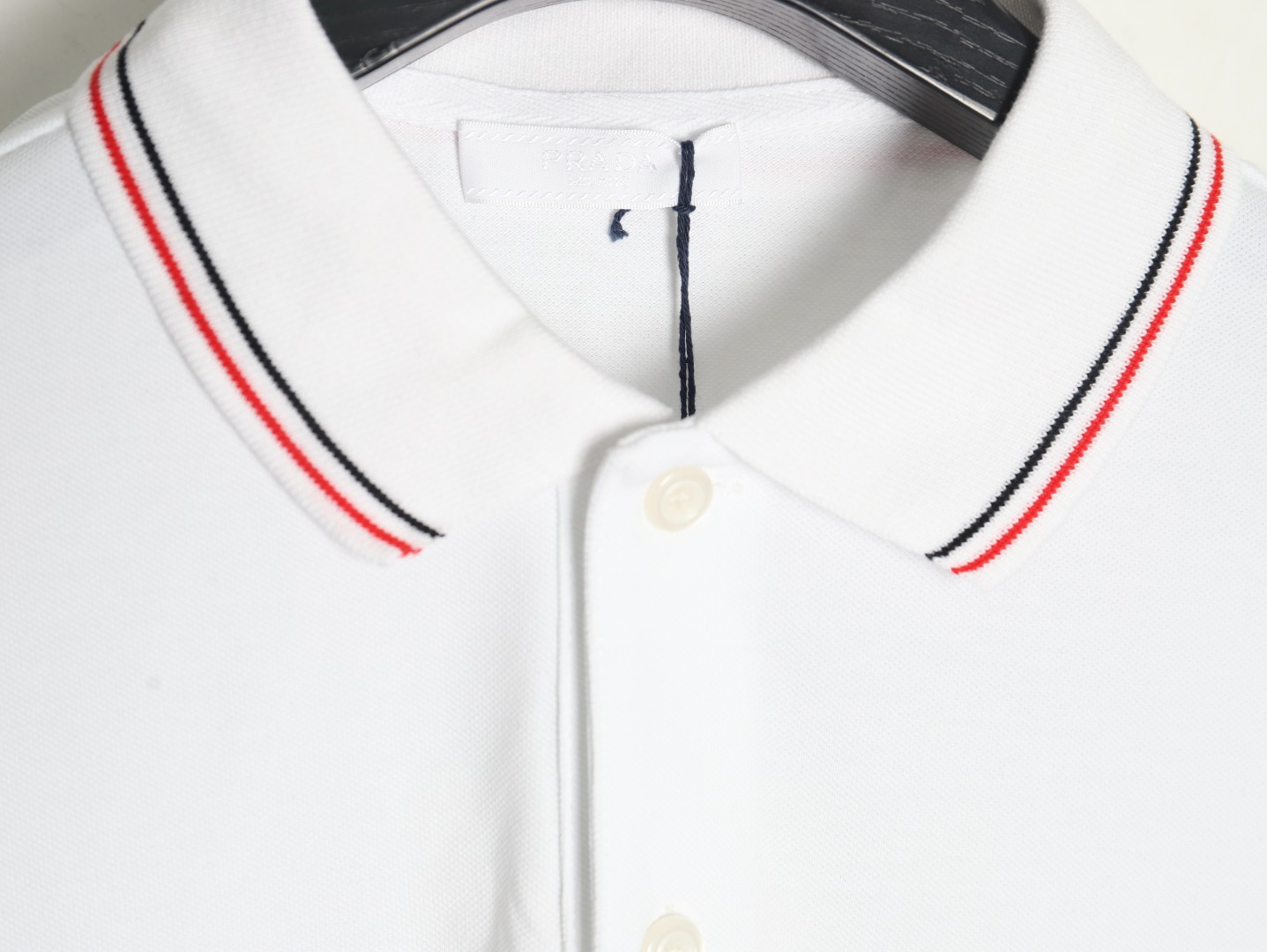 Prada embroidered logo red edge short-sleeve polo shirt