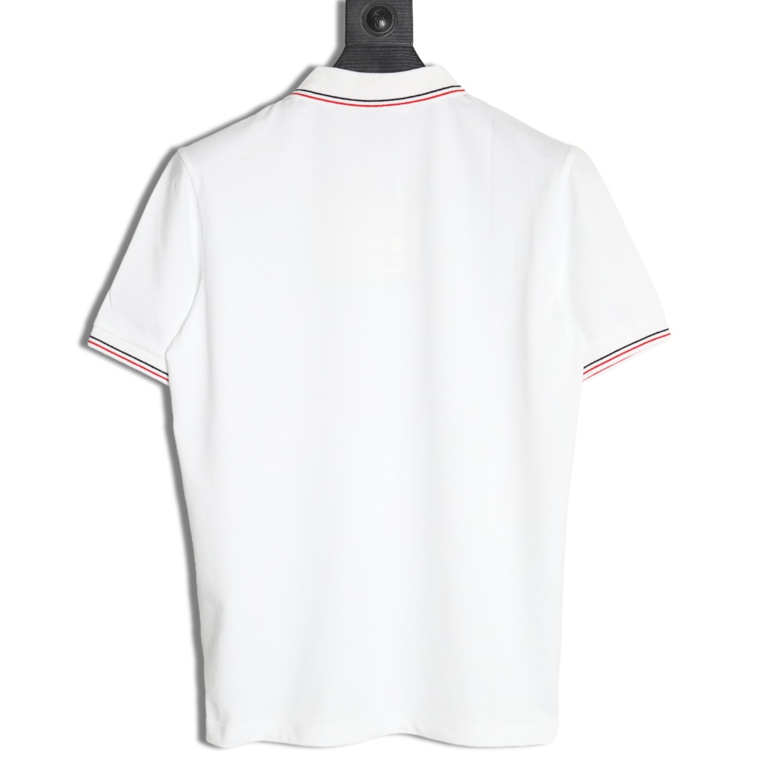 Prada embroidered logo red edge short-sleeve polo shirt