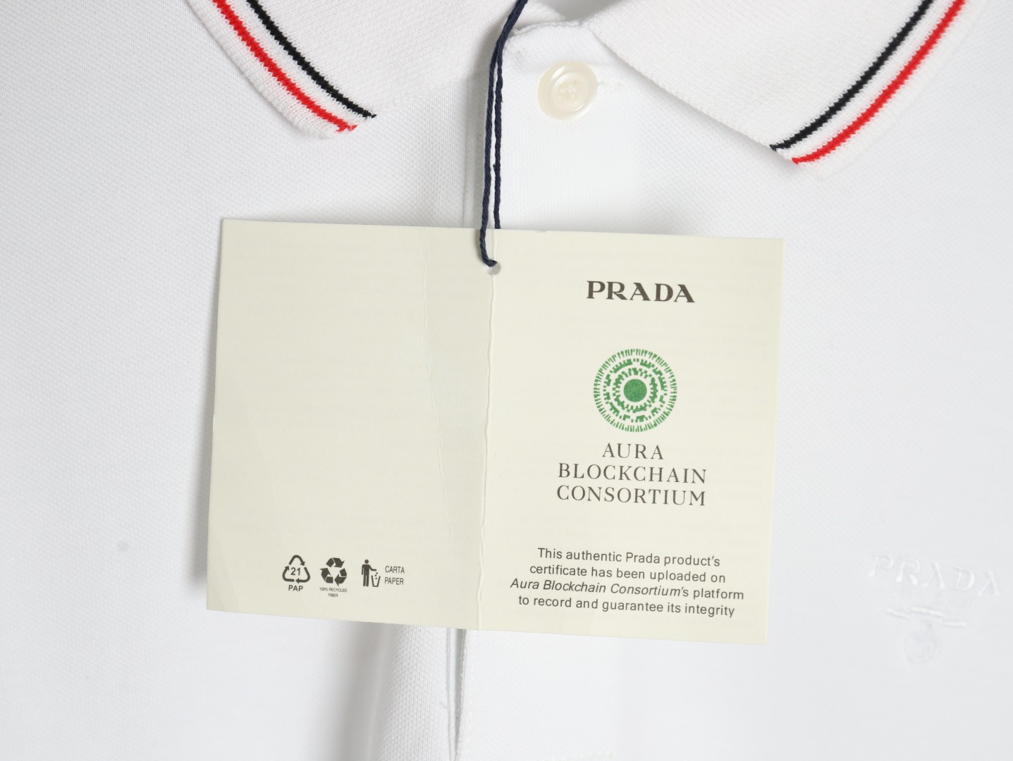 Prada embroidered logo red edge short-sleeve polo shirt