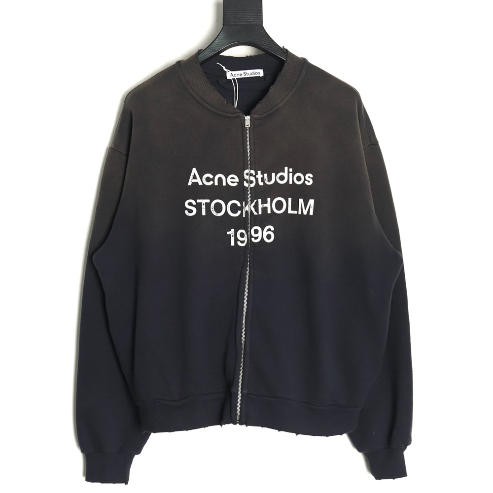 Acne Studios 1996 distressed washed baseball jacket