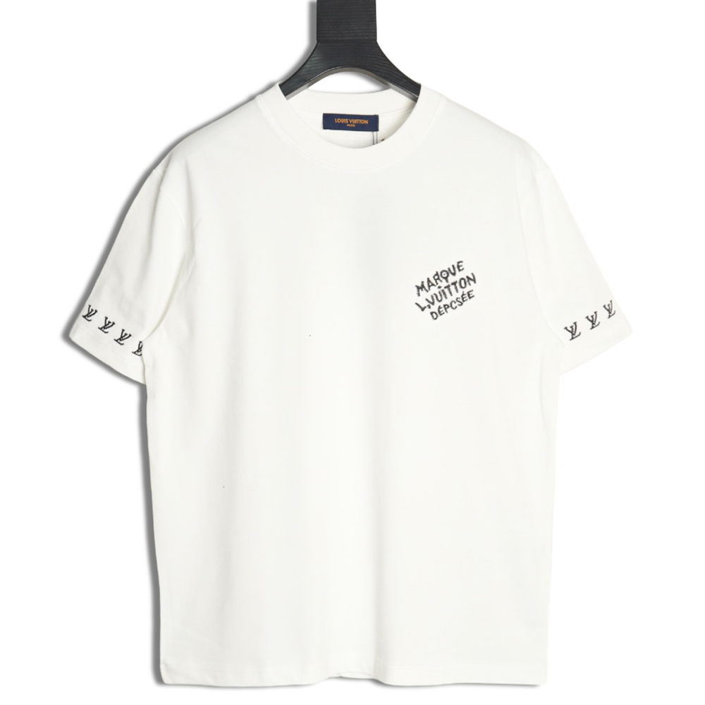 Louis Vuitton double sleeve badge slogan embroidered short sleeves