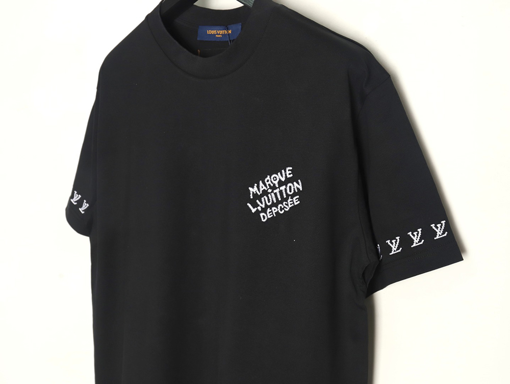Louis Vuitton double sleeve badge slogan embroidered short sleeves TSK1