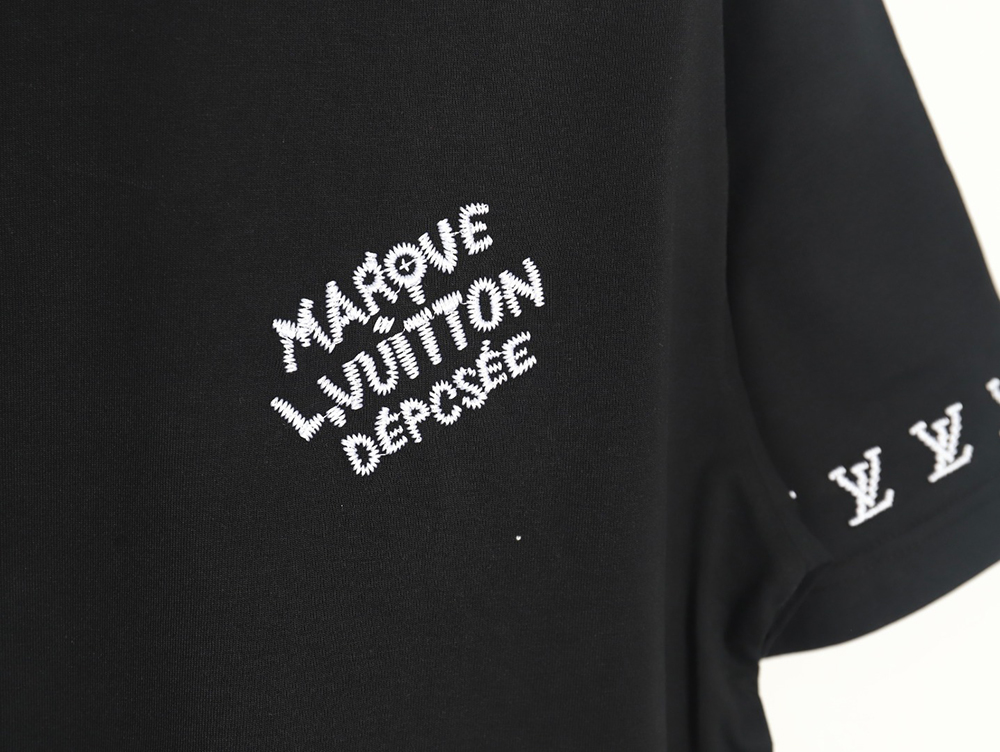 Louis Vuitton double sleeve badge slogan embroidered short sleeves TSK1
