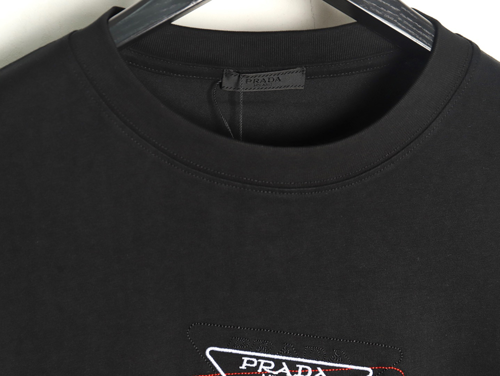 Prada Overlapping Embroidered Triangle Logo Short Sleeve TSK1