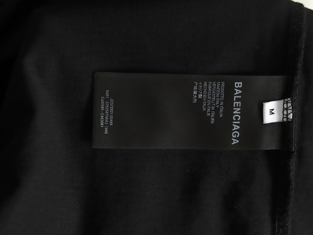 Balenciaga Double B embroidery and 3D inkjet logo ripped short-sleeved T-shirt TSK1