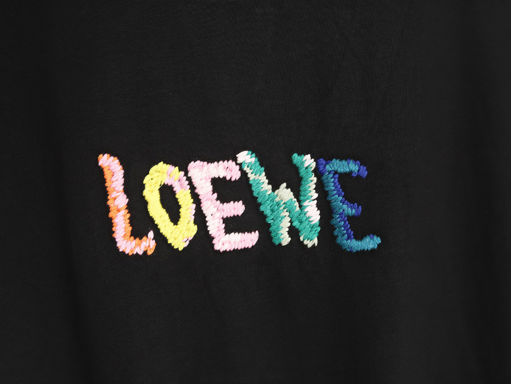 Loewe Rainbow Embroidered Round Neck Short Sleeve T-Shirt