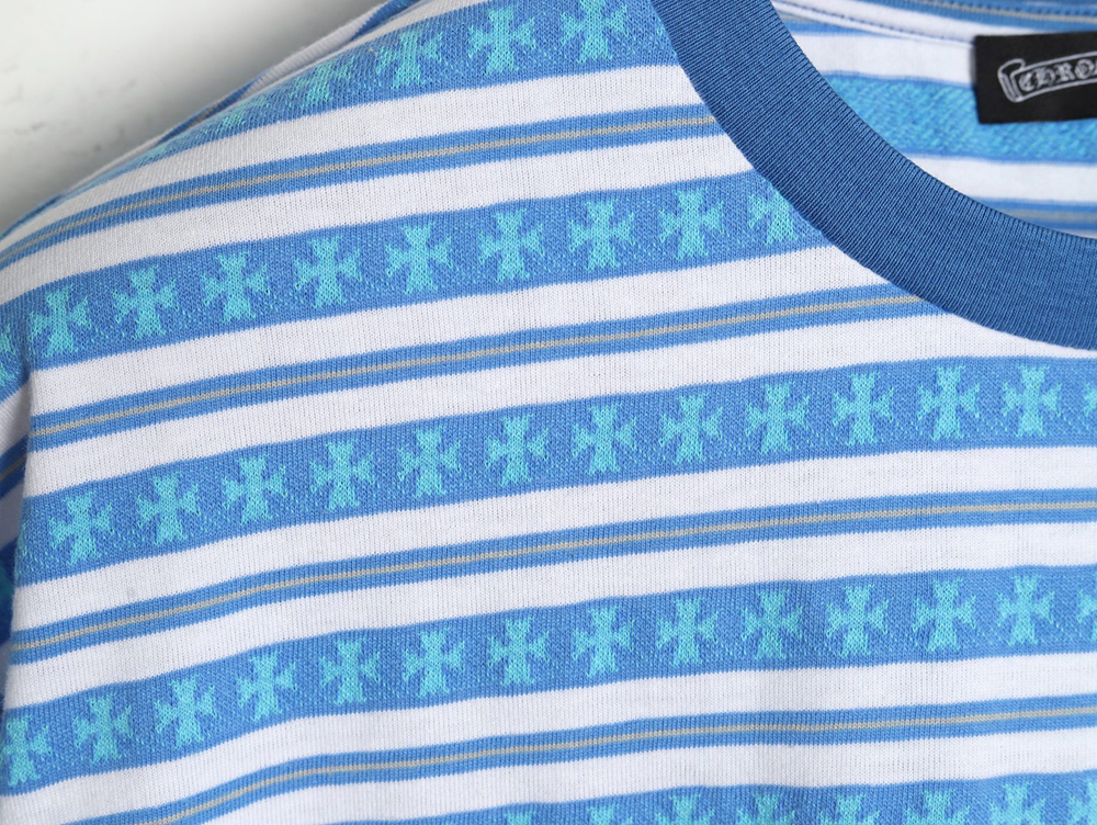 Chrome Hearts Striped Cross Short Sleeve T-Shirt