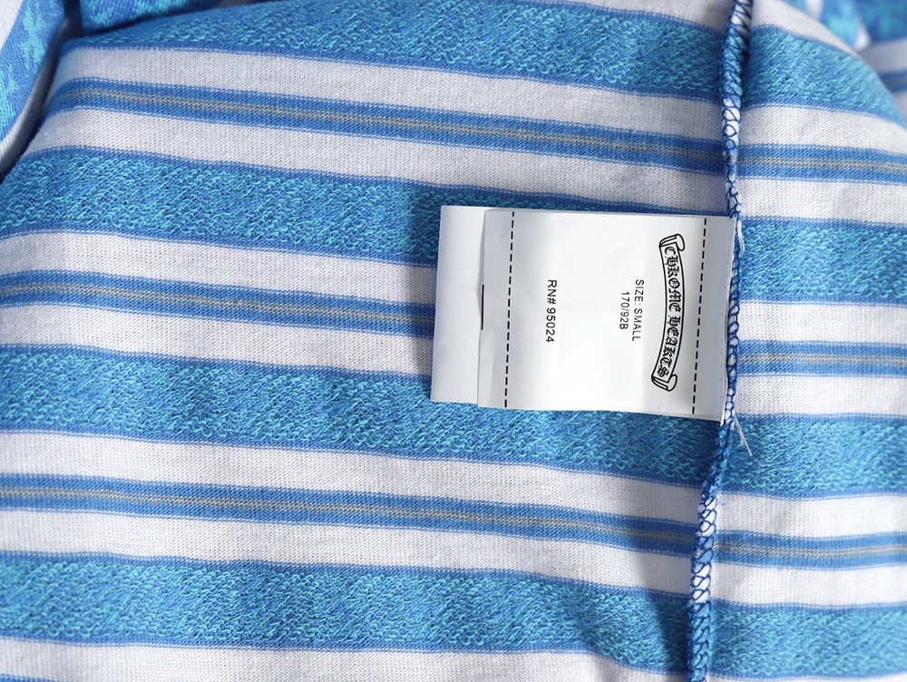 Chrome Hearts Striped Cross Short Sleeve T-Shirt