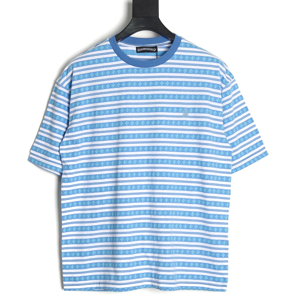 Chrome Hearts Striped Cross Short Sleeve T-Shirt