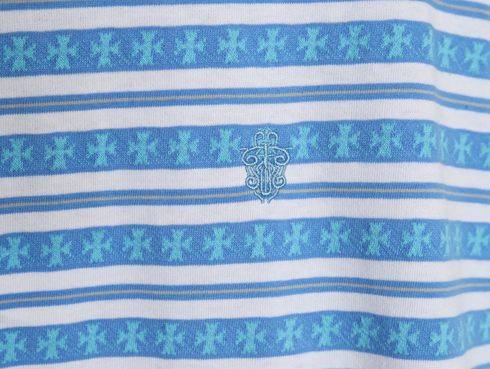 Chrome Hearts Striped Cross Short Sleeve T-Shirt