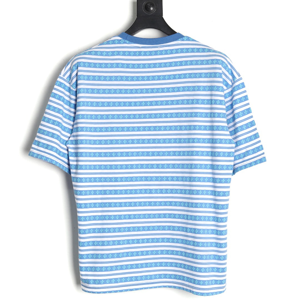 Chrome Hearts Striped Cross Short Sleeve T-Shirt