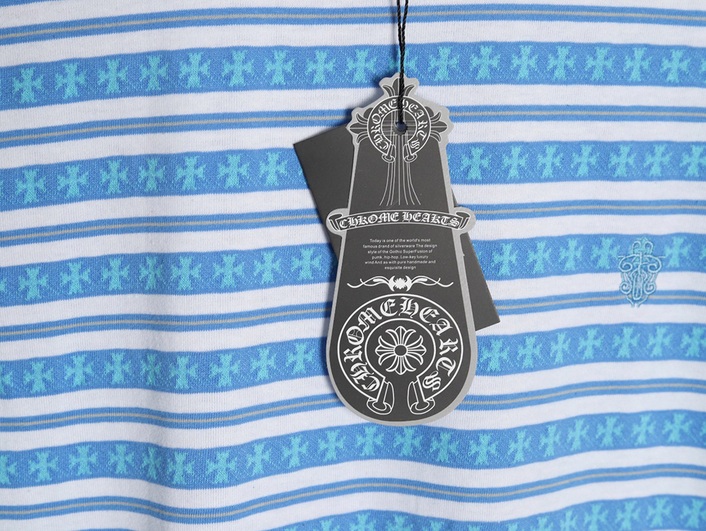 Chrome Hearts Striped Cross Short Sleeve T-Shirt