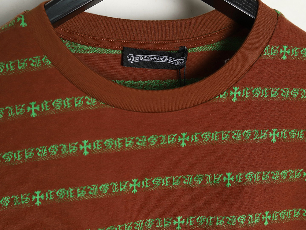 Chrome Hearts Striped Cross Short Sleeve T-Shirt TSK2