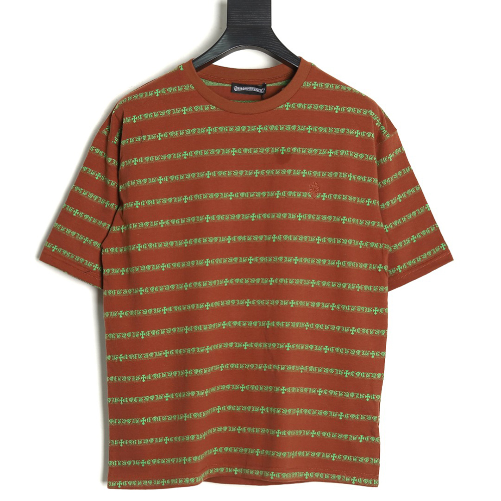 Chrome Hearts Striped Cross Short Sleeve T-Shirt TSK2
