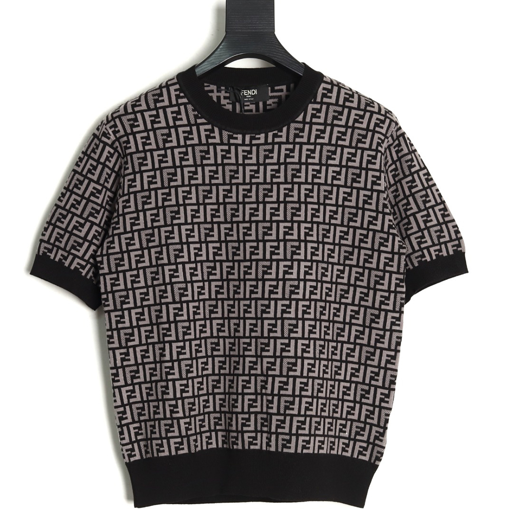 Fendi all over FF jacquard knitted short sleeve T-shirt TSK1
