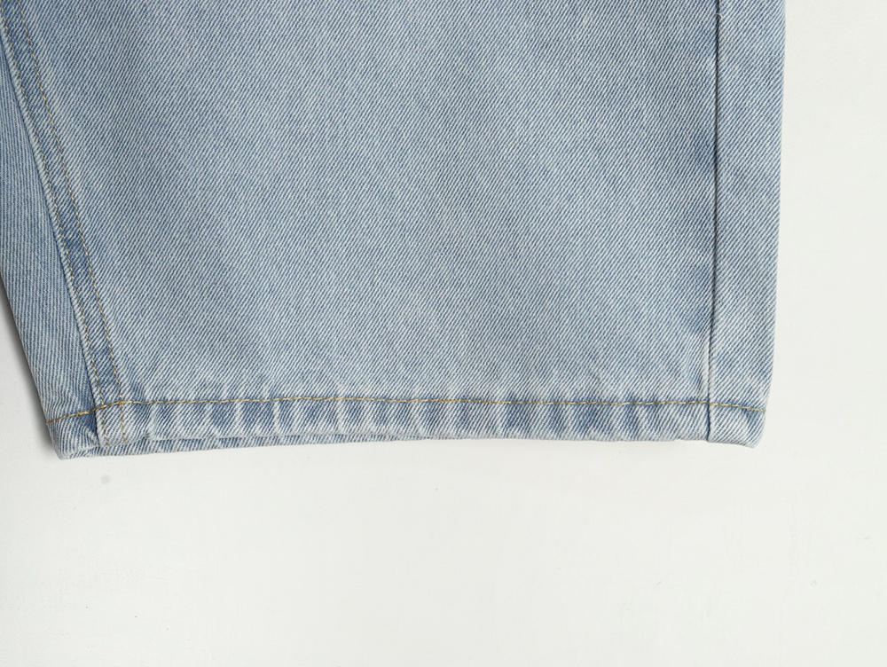 Gucci Double G print washed blue denim shorts