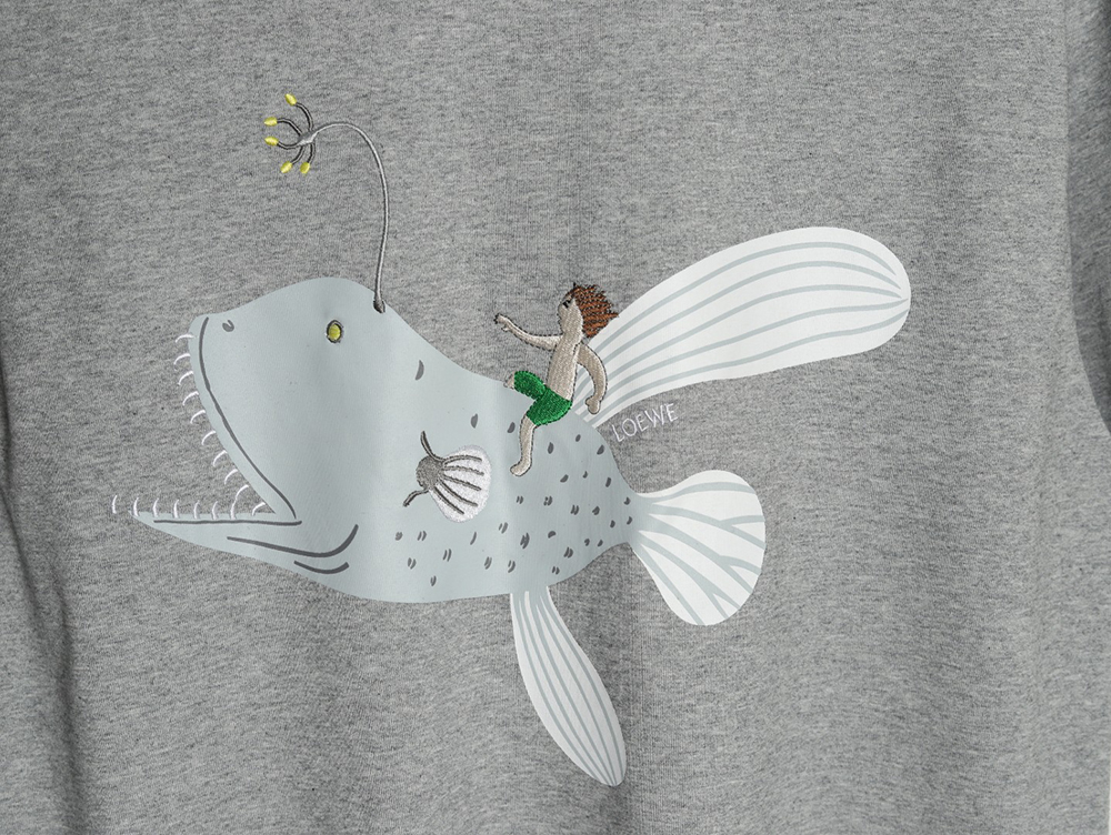 Loewe whale print embroidered short sleeve