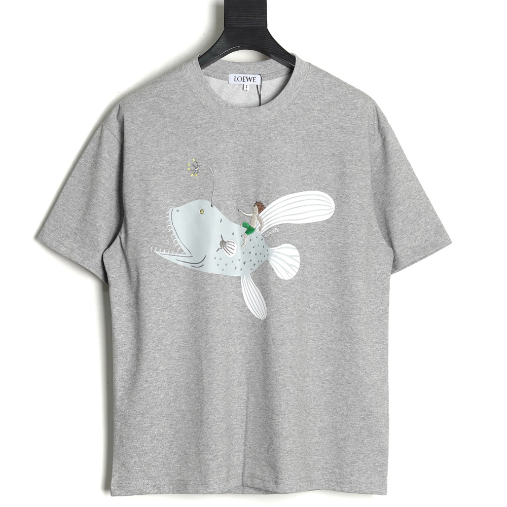 Loewe whale print embroidered short sleeve
