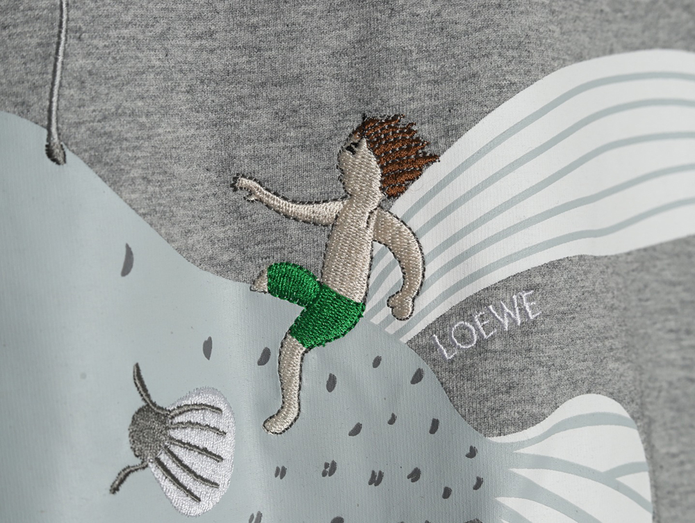 Loewe whale print embroidered short sleeve