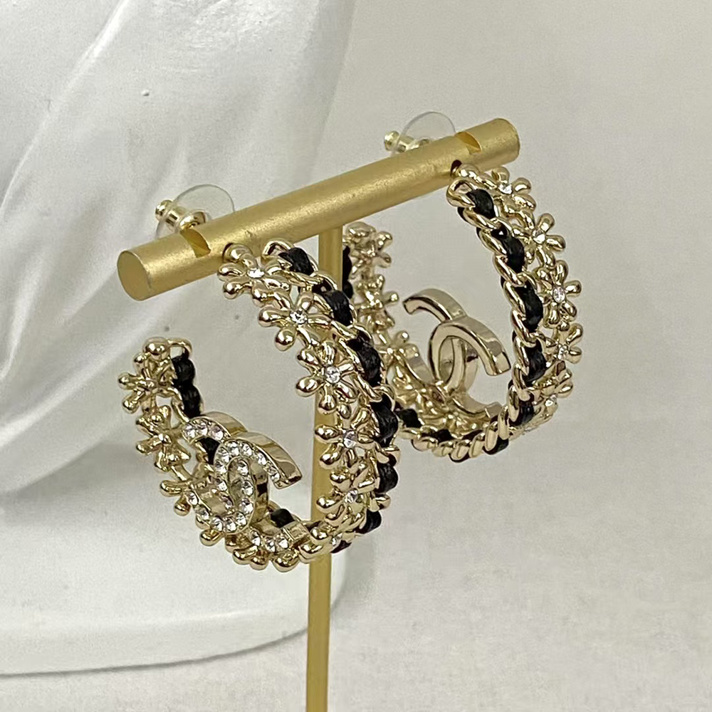 Chanel Double C Logo Round Earrings AB7844