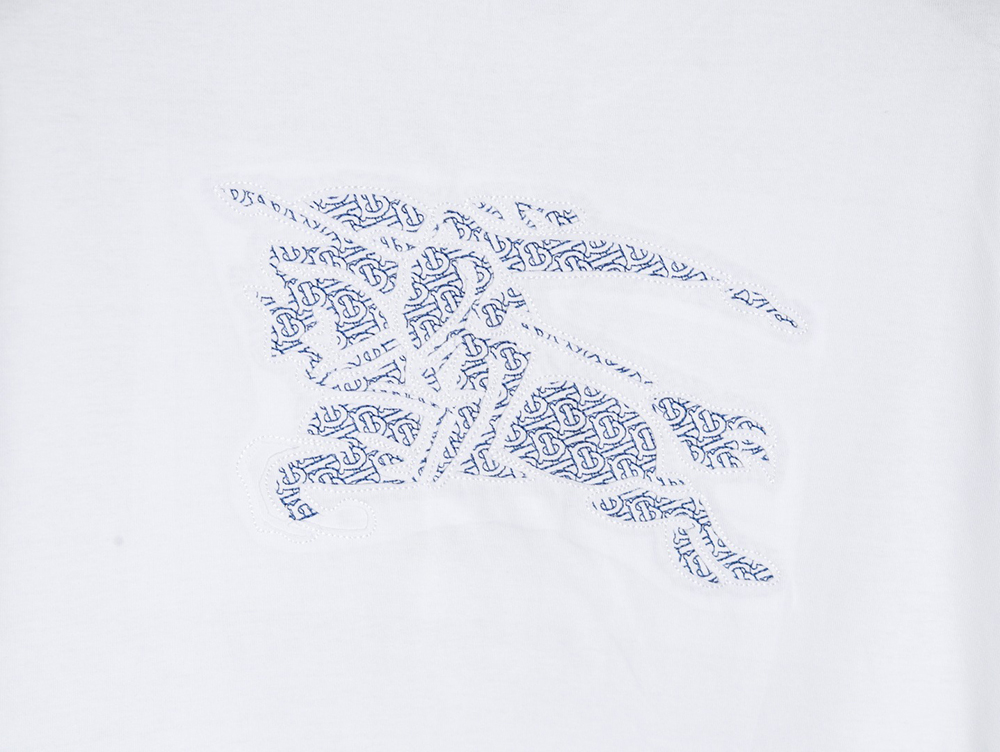 Burberry Back Hollow Out Applique War Horse Short Sleeve T-Shirt