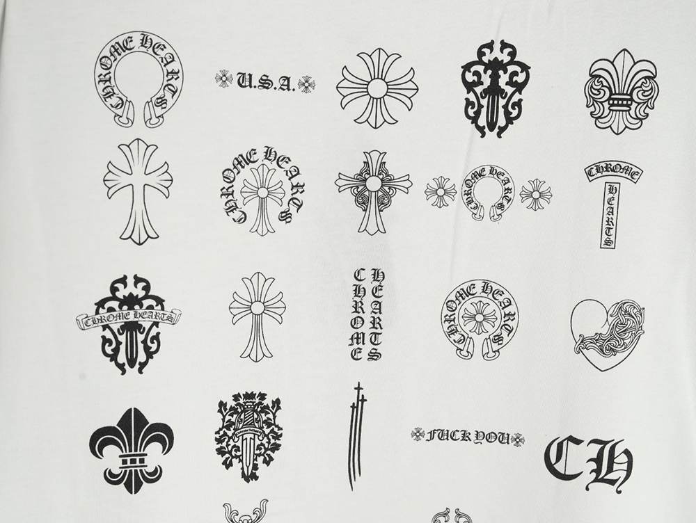 Chrome Hearts Multi-element Pocket Sanskrit Letters Short Sleeve T-shirt