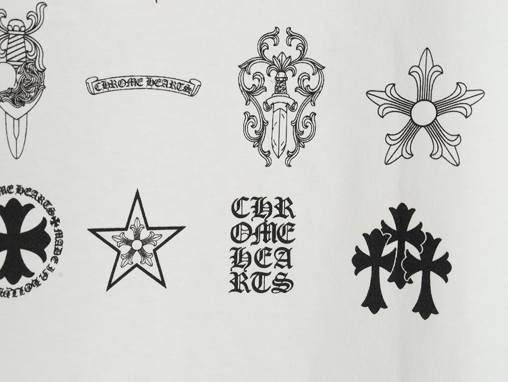 Chrome Hearts Multi-element Pocket Sanskrit Letters Short Sleeve T-shirt