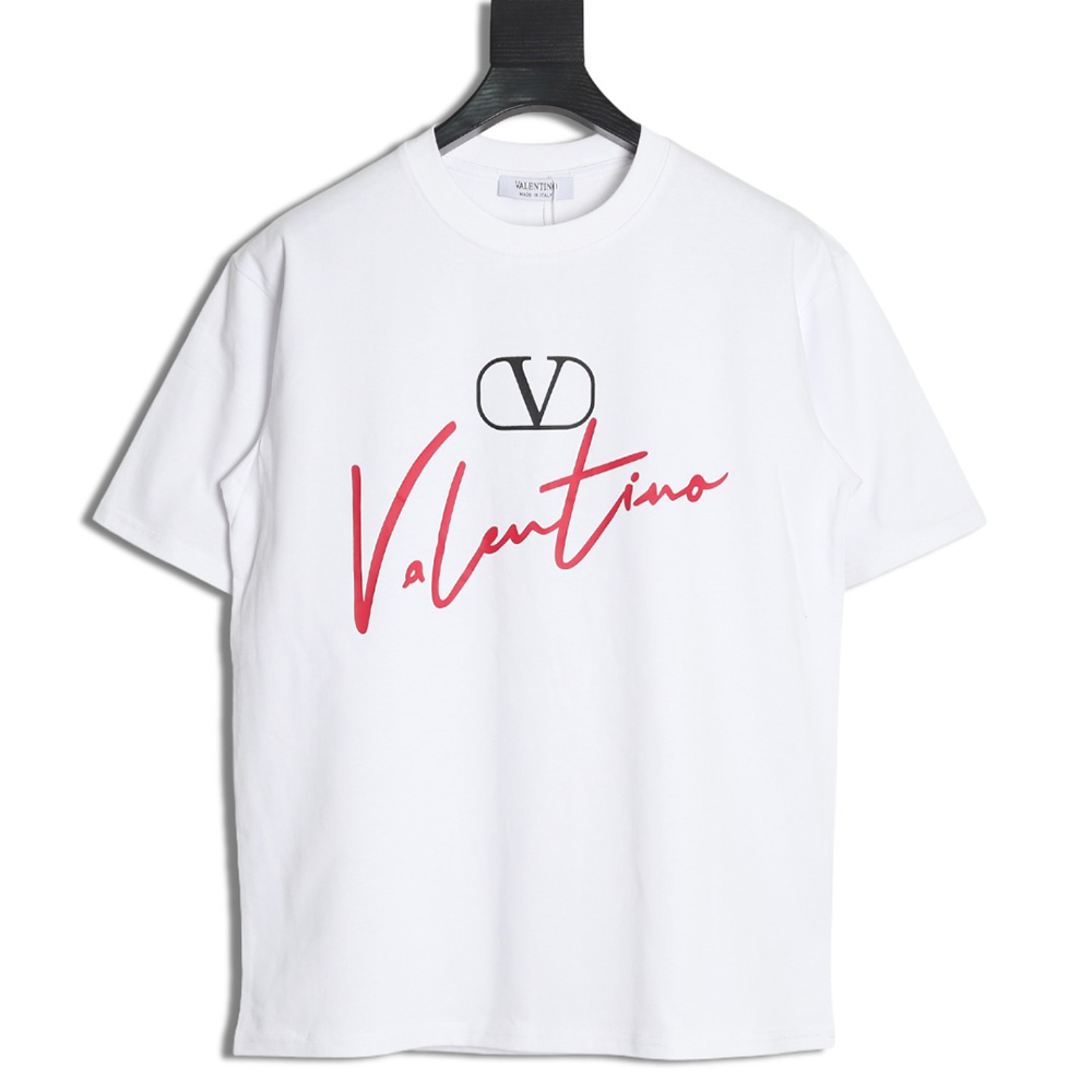 Valentino V logo red signature print short sleeve T-shirt