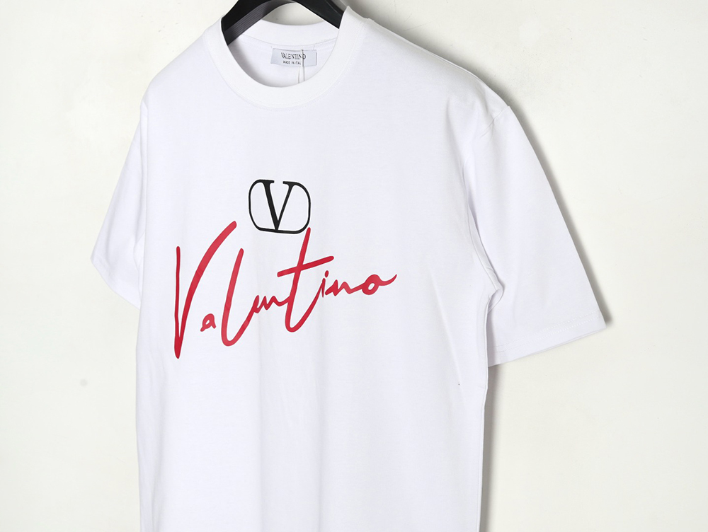 Valentino V logo red signature print short sleeve T-shirt