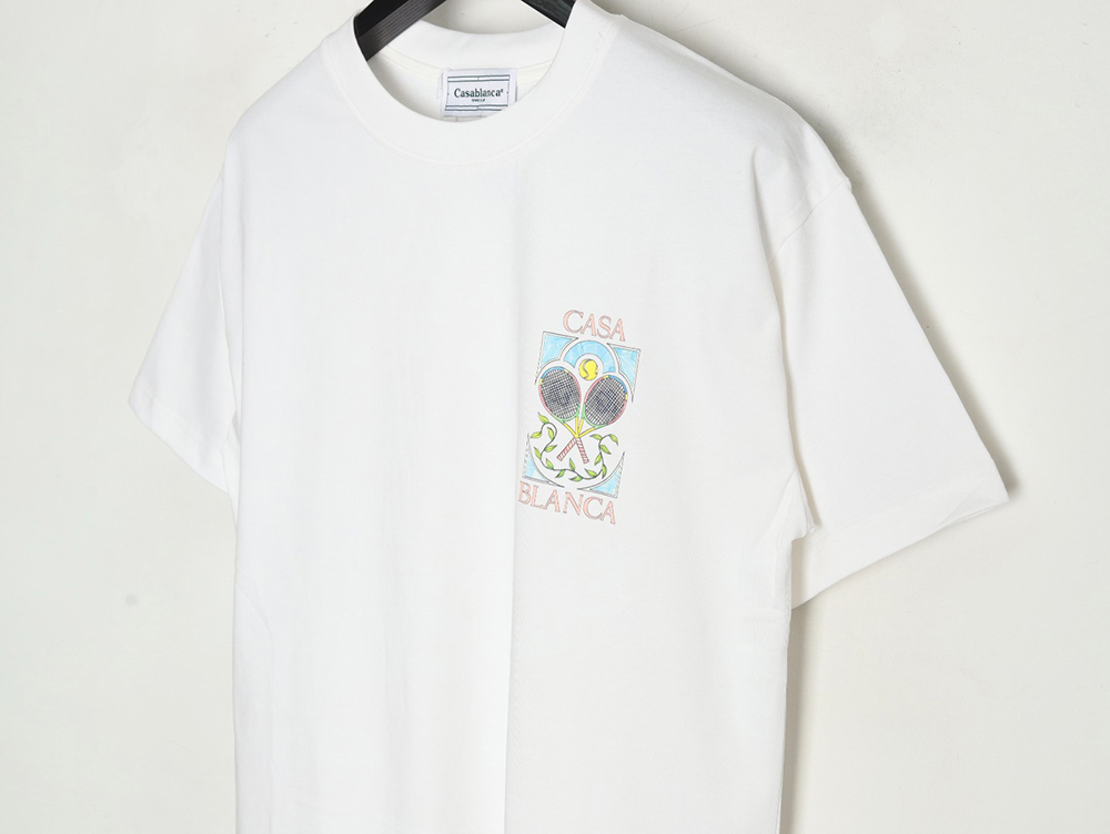 Casablanca tennis racket graffiti print short-sleeved T-shirt