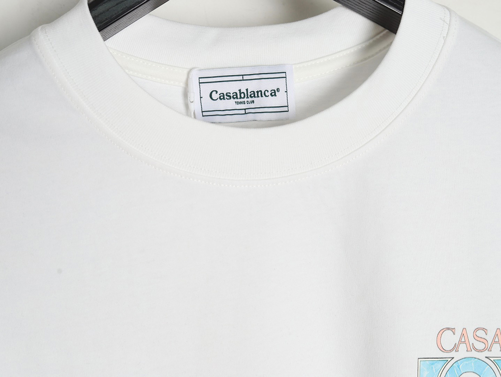 Casablanca tennis racket graffiti print short-sleeved T-shirt