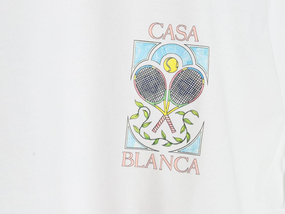 Casablanca tennis racket graffiti print short-sleeved T-shirt