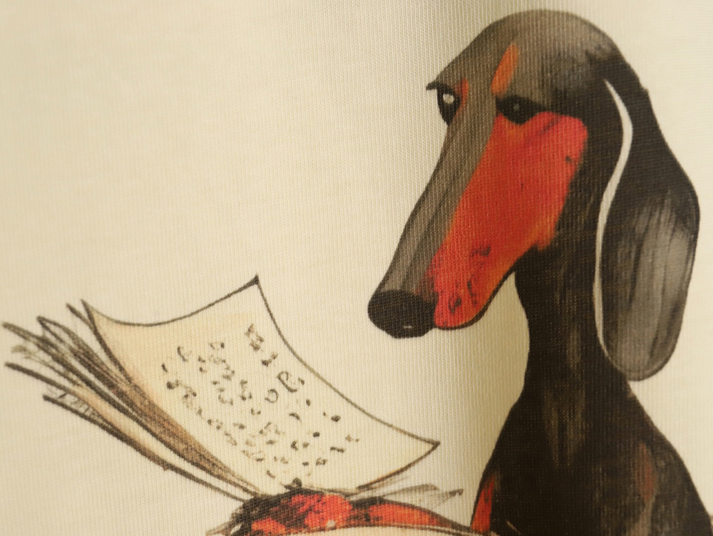Gucci Reading Puppy High Weight Print Short Sleeve T-shirt