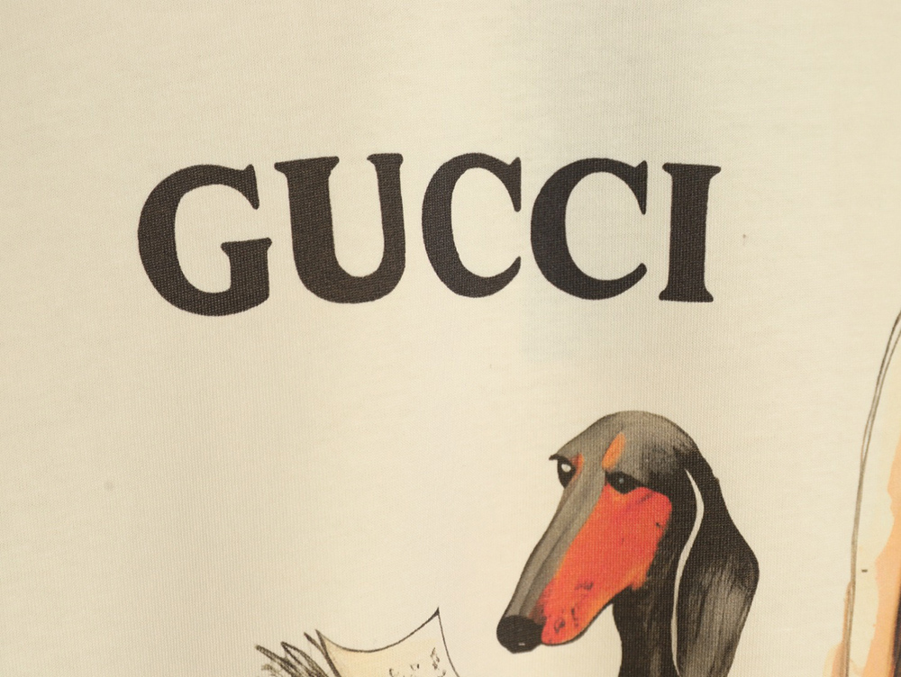 Gucci Reading Puppy High Weight Print Short Sleeve T-shirt