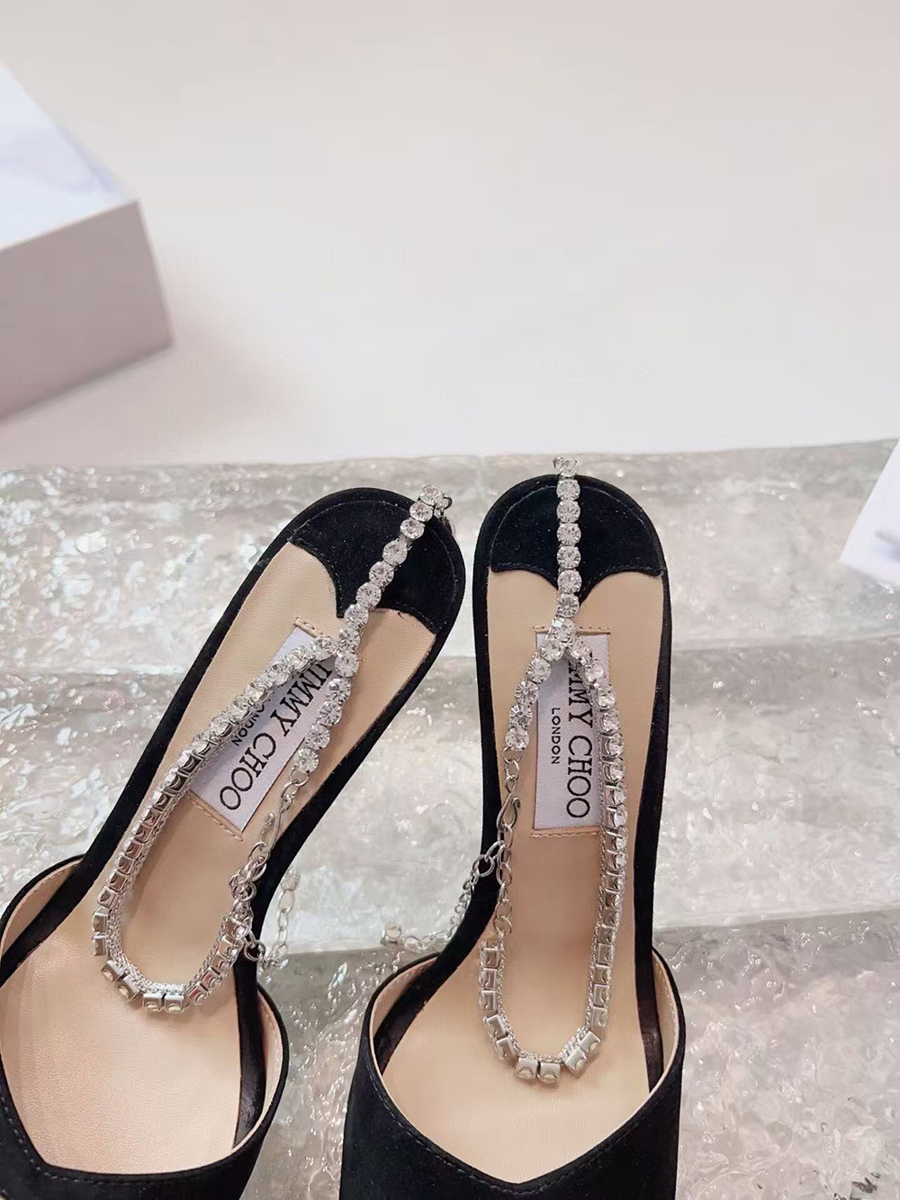 JIMMY CHOO Black Saeda 100 Heeled Sandals H:10cm