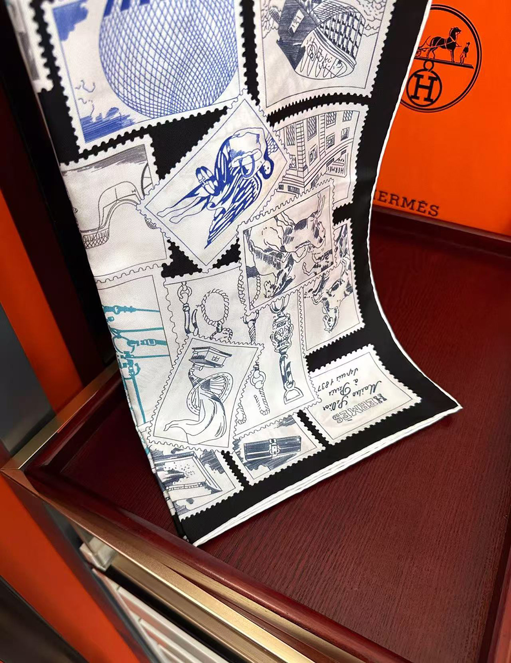 Hermes Scarf Stamp Carre 90 Le Philateliste du Faubourg 90*90cm