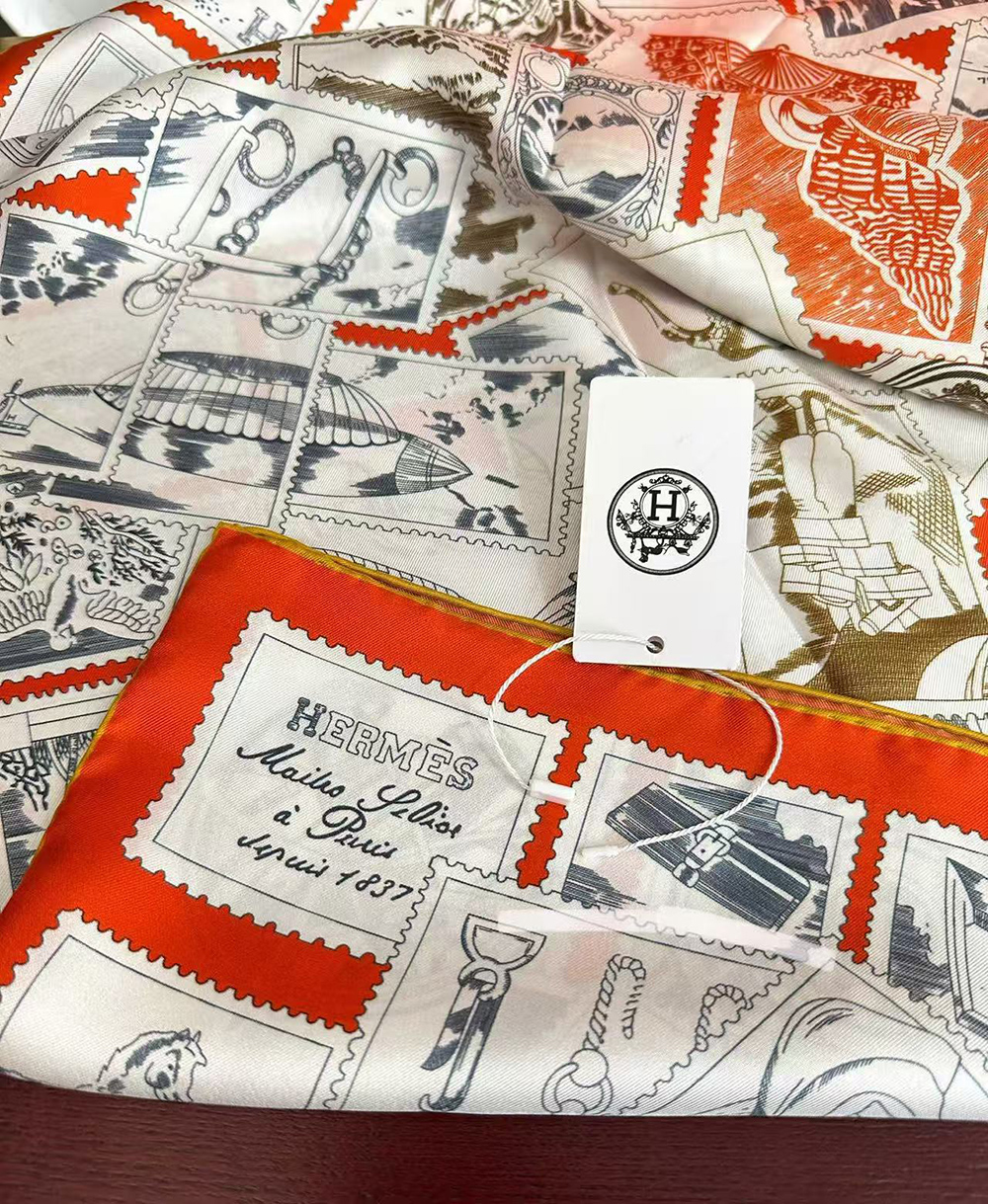 Hermes Scarf Stamp Carre 90 Le Philateliste du Faubourg 90*90cm