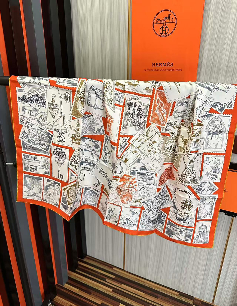 Hermes Scarf Stamp Carre 90 Le Philateliste du Faubourg 90*90cm