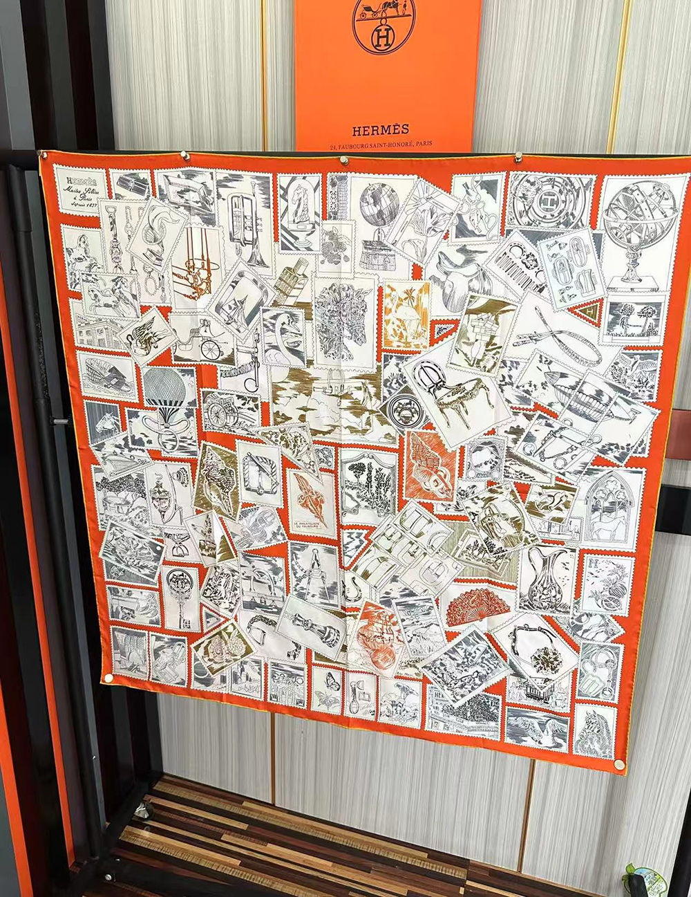 Hermes Scarf Stamp Carre 90 Le Philateliste du Faubourg 90*90cm