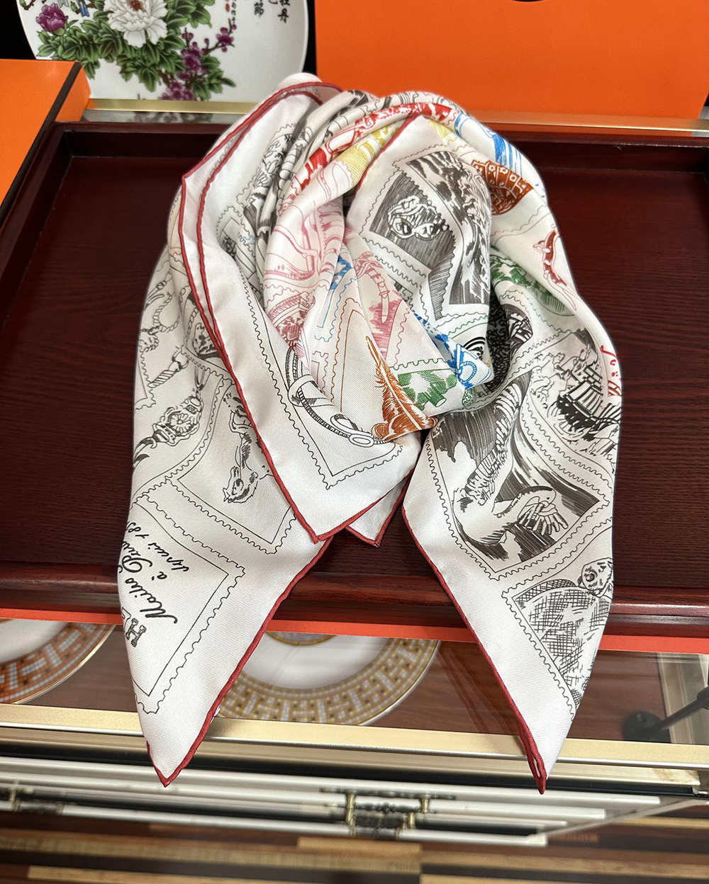 Hermes Scarf Stamp Carre 90 Le Philateliste du Faubourg 90*90cm