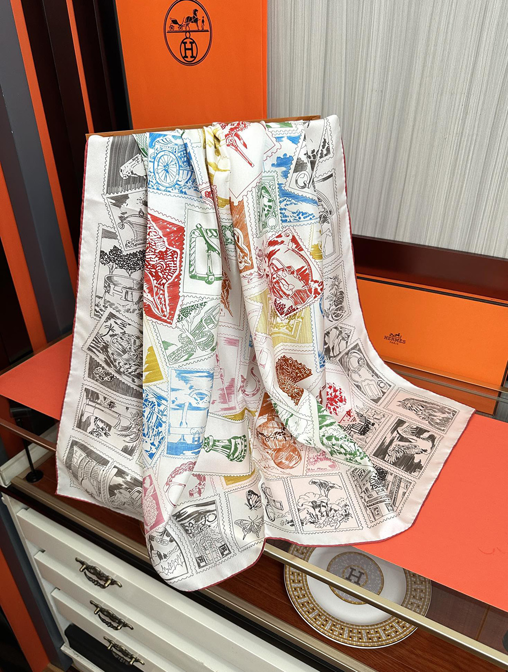 Hermes Scarf Stamp Carre 90 Le Philateliste du Faubourg 90*90cm