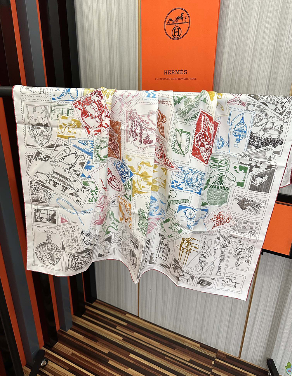 Hermes Scarf Stamp Carre 90 Le Philateliste du Faubourg 90*90cm