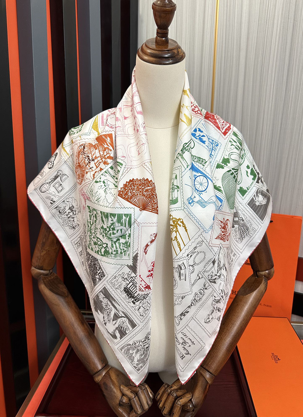 Hermes Scarf Stamp Carre 90 Le Philateliste du Faubourg 90*90cm