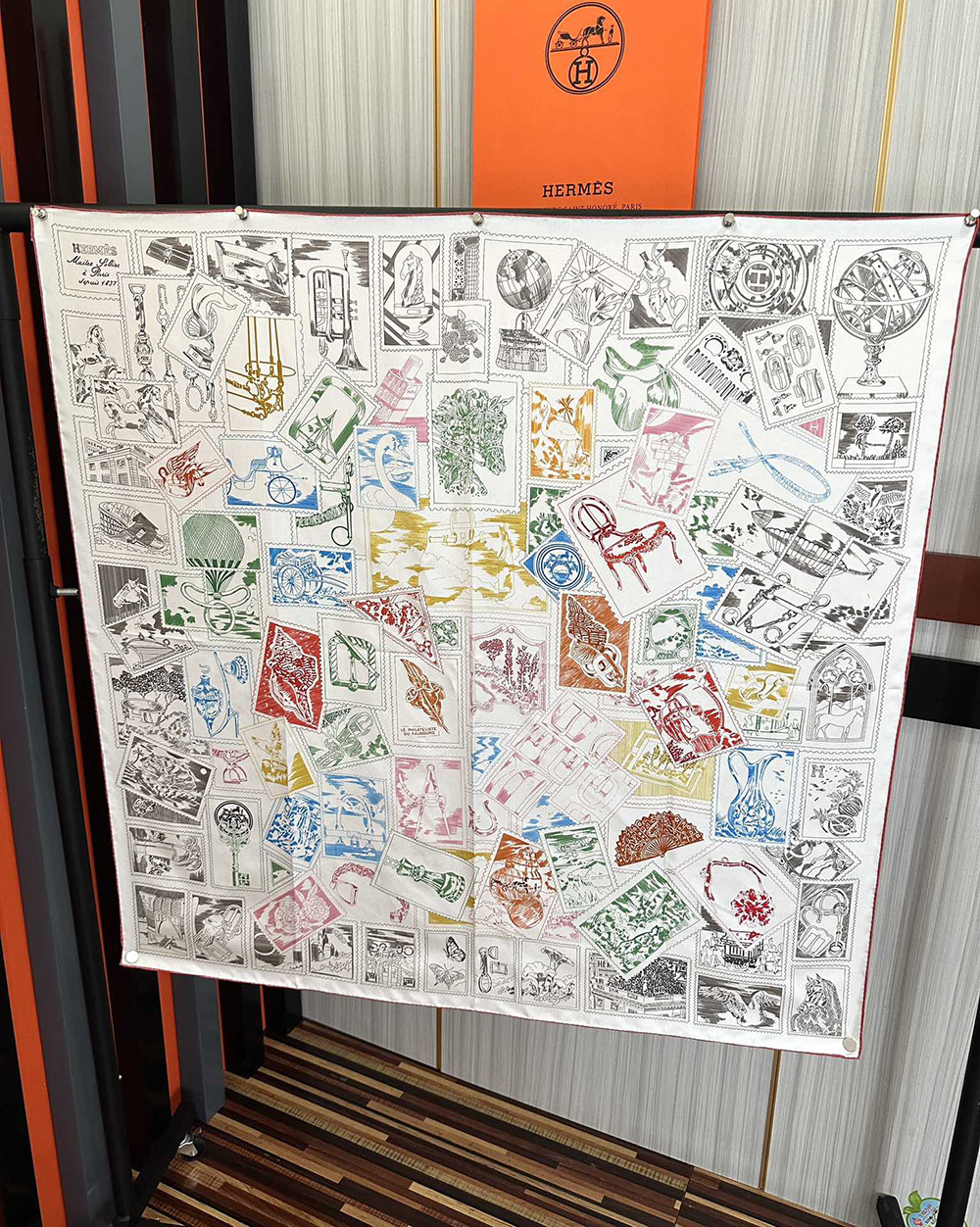 Hermes Scarf Stamp Carre 90 Le Philateliste du Faubourg 90*90cm