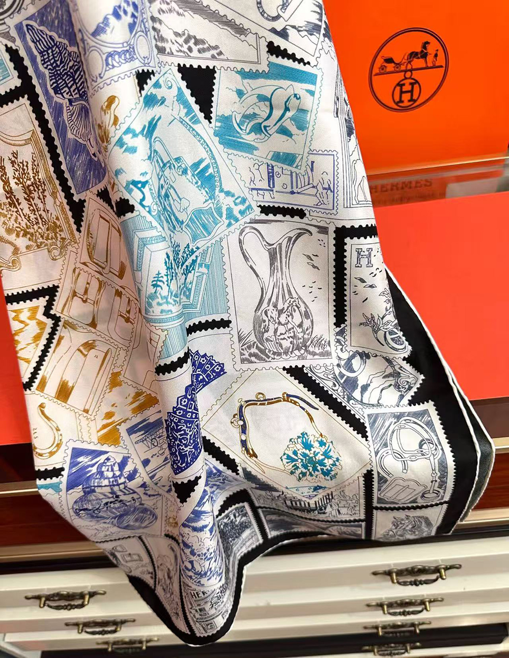 Hermes Scarf Stamp Carre 90 Le Philateliste du Faubourg 90*90cm