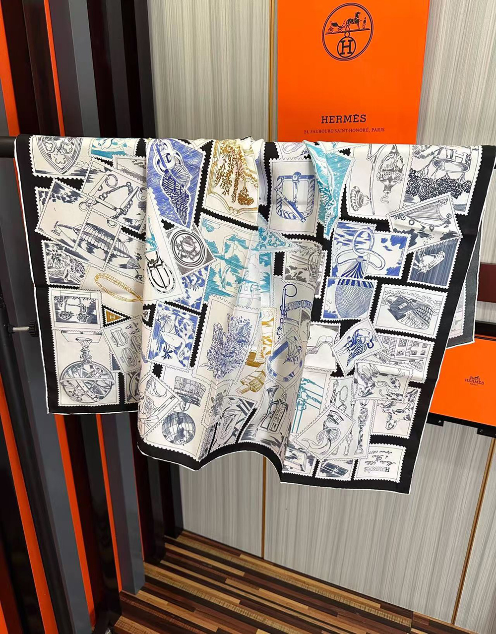 Hermes Scarf Stamp Carre 90 Le Philateliste du Faubourg 90*90cm