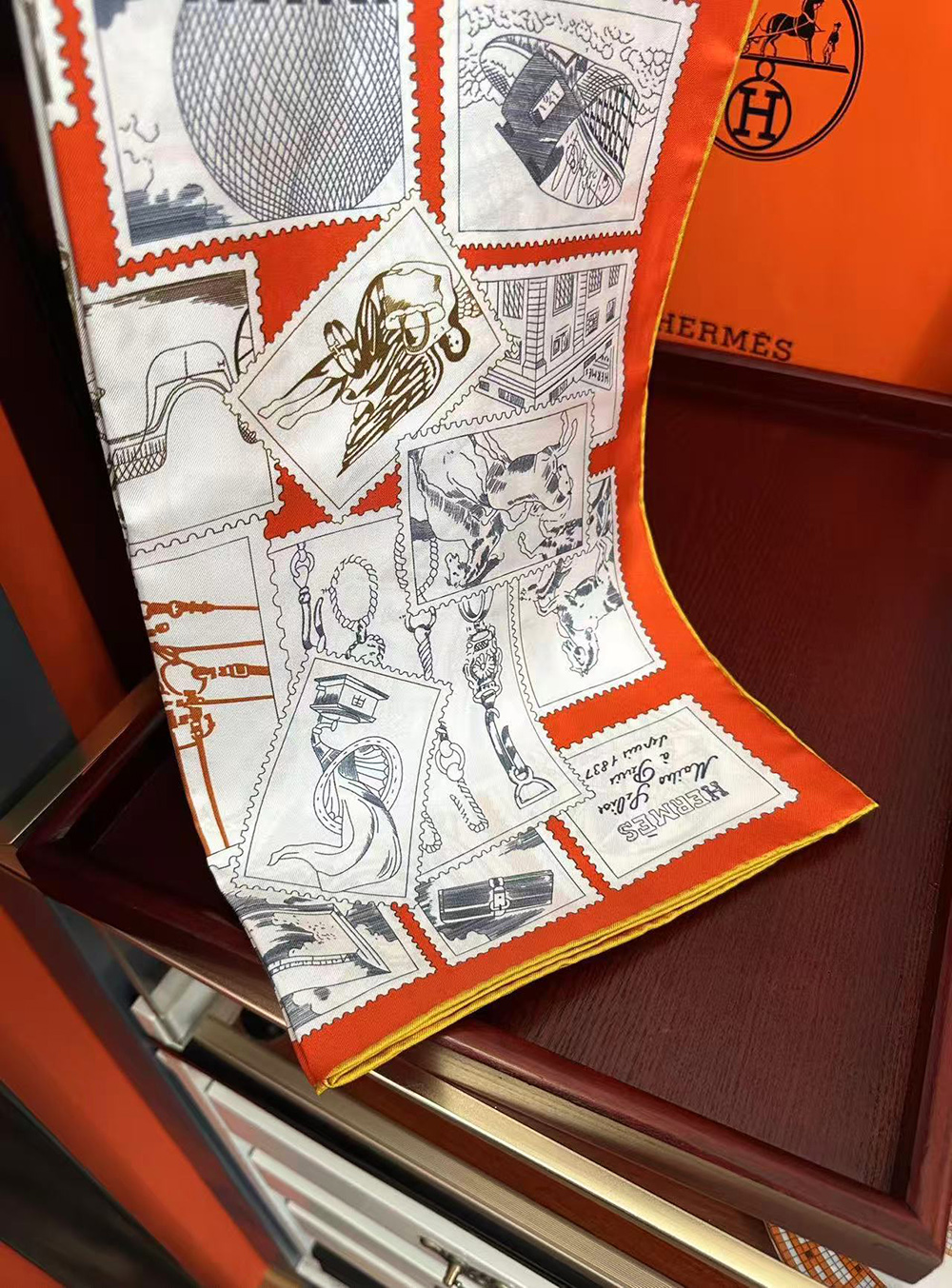 Hermes Scarf Stamp Carre 90 Le Philateliste du Faubourg 90*90cm